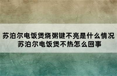 苏泊尔电饭煲烧粥键不亮是什么情况 苏泊尔电饭煲不热怎么回事